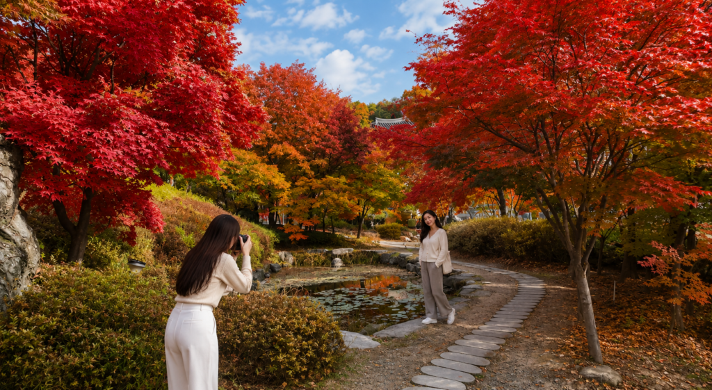 Colorful autumn foliage in Korea during one of the best seasons to visit