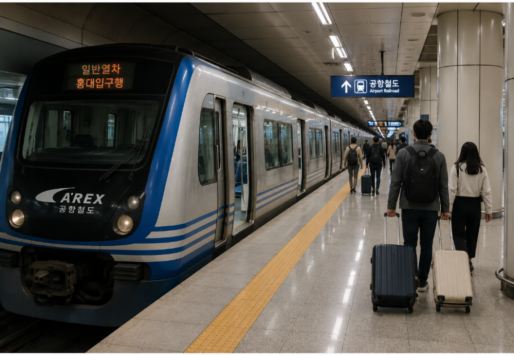AREX Airport Railroad train at Incheon International Airport
