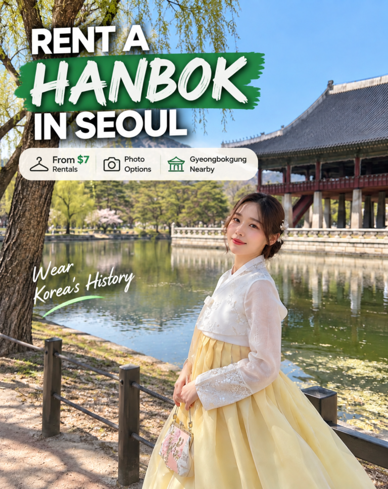 Gyeongbokgung Hanbok Rental in Seoul with hanbok rental and photo options