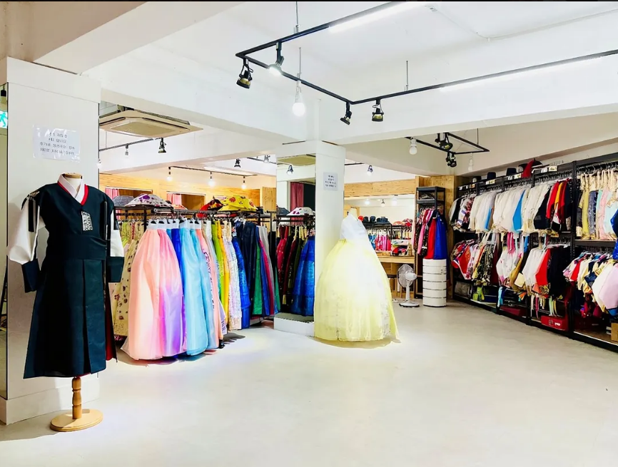 Inside a hanbok rental shop near Gyeongbokgung Palace